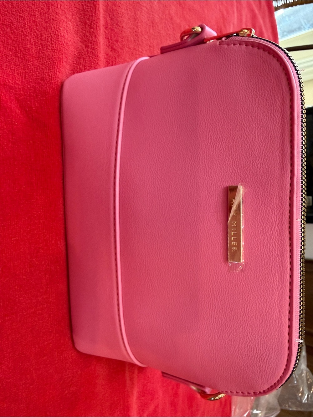 Pink Faux-Leather Crossbody Bag